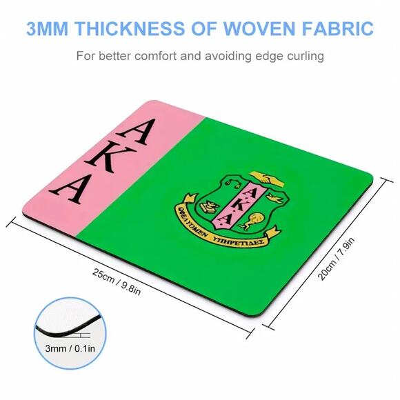 AKA Alpha Kappa Alpha Mouse Pad Pink and Green with Logo - Picture 6 of 7